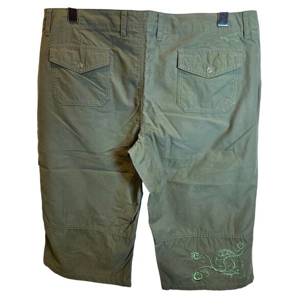 Horny Toad & Co Capri Pants Shorts Womens Sz 14 Olive Green Boho Embroidery - Picture 2 of 10